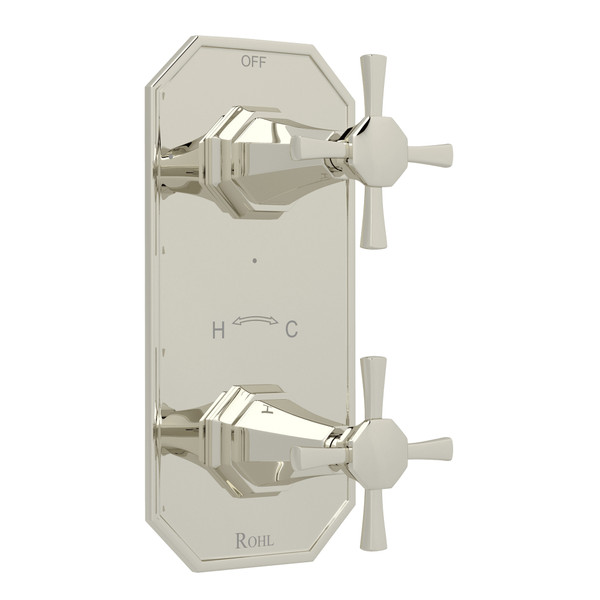 Deco 1/2 Inch Thermostatic and Diverter Control Trim - Polished Nickel with Cross Handle | Model Number: U.8158X-PN/TO - Product Knockout