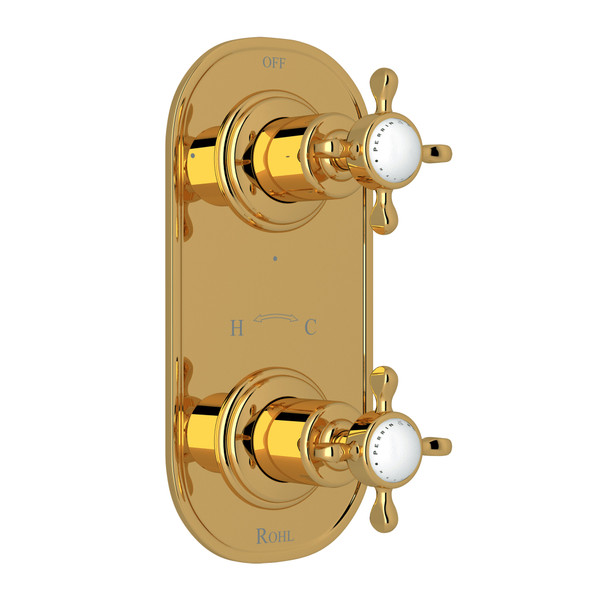Edwardian™ 1/2" Thermostatic Trim With Diverter - Unlacquered Brass | Model Number: U.8566X-ULB/TO