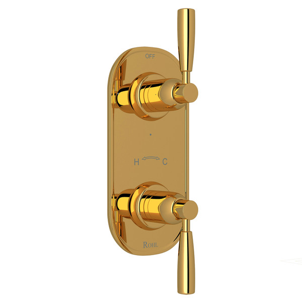 Holborn 1/2 Inch Thermostatic and Diverter Control Trim - Unlacquered Brass with Metal Lever Handle | Model Number: U.8885LS-ULB/TO - Product Knockout