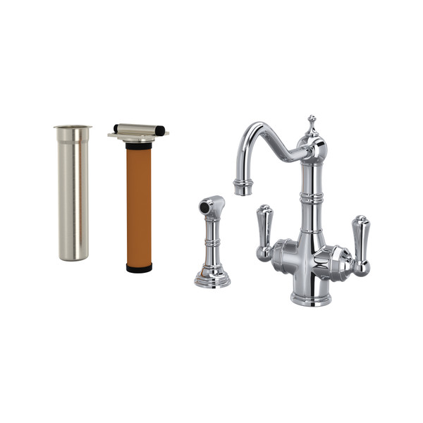 DISCONTINUED Edwardian™ Two Handle Filter Kitchen Faucet Kit With Side Spray - Polished Chrome | Model Number: U.KIT1570LS-APC-2