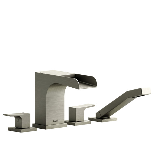 DISCONTINUED Zendo™ 4-Hole Deck Mount Tub Filler With Trough - Brushed Nickel | Model Number: ZOOP12BN