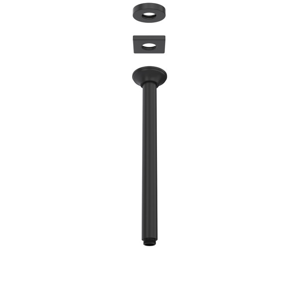 DISCONTINUED-12 5/8 Inch Traditional Ceiling Mount Shower Arm - Matte Black | Model Number: 1505/12MB