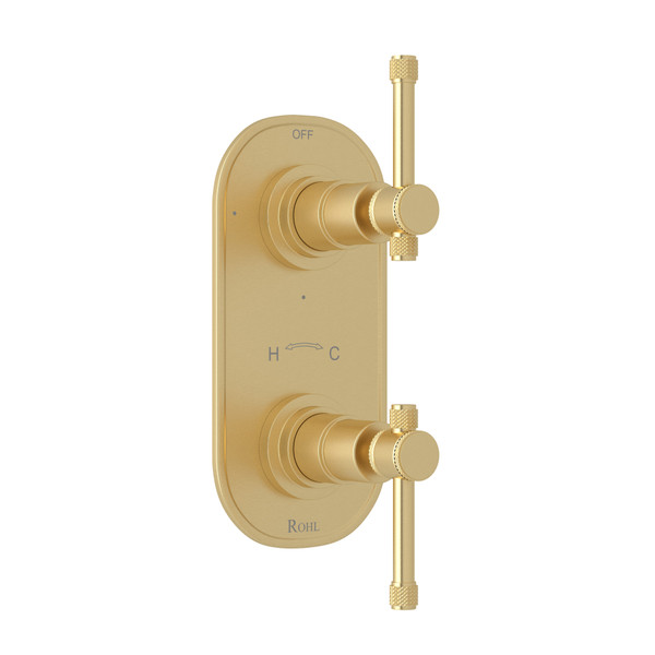 Campo 1/2 Inch Thermostatic and Diverter Control Trim with Metal Lever Handle - Satin Unlacquered Brass | Model Number: A4464ILSUB - Product Knockout