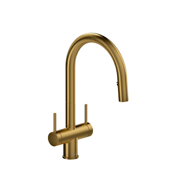 DISCONTINUED-Azure Two Handle Pull-Down Kitchen Faucet - Brushed Gold | Model Number: AZ801BG-15 - Product Knockout