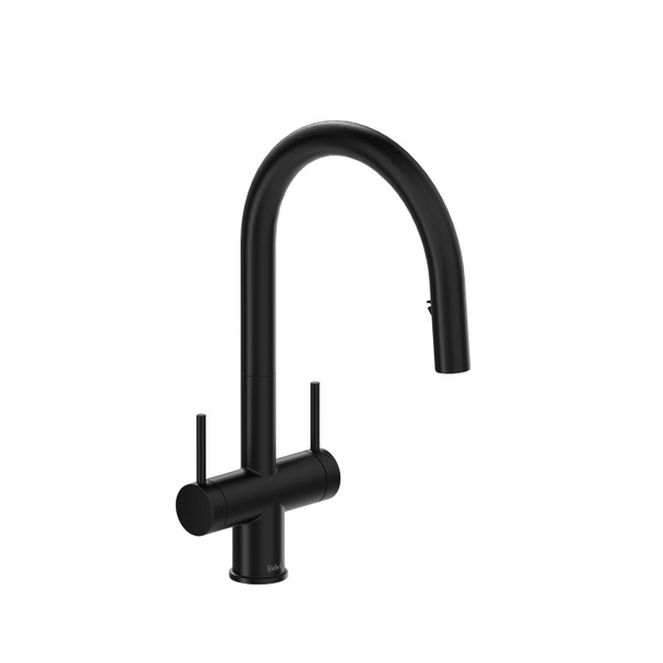 DISCONTINUED-Azure Two Handle Pull-Down Kitchen Faucet - Black | Model Number: AZ801BK-15 - Product Knockout