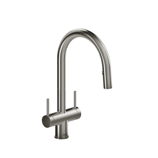 DISCONTINUED-Azure Two Handle Pull-Down Kitchen Faucet - Stainless Steel | Model Number: AZ801SS-15 - Product Knockout