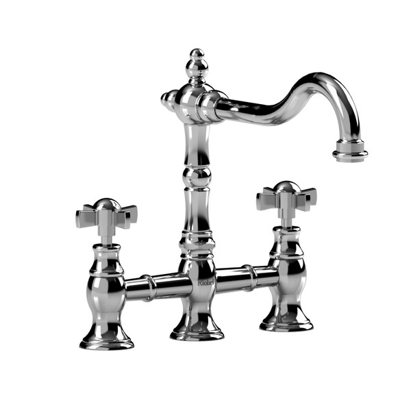 DISCONTINUED-Bridge Kitchen Faucet - Chrome with X-Shaped Handles | Model Number: BR100XC-10 - Product Knockout