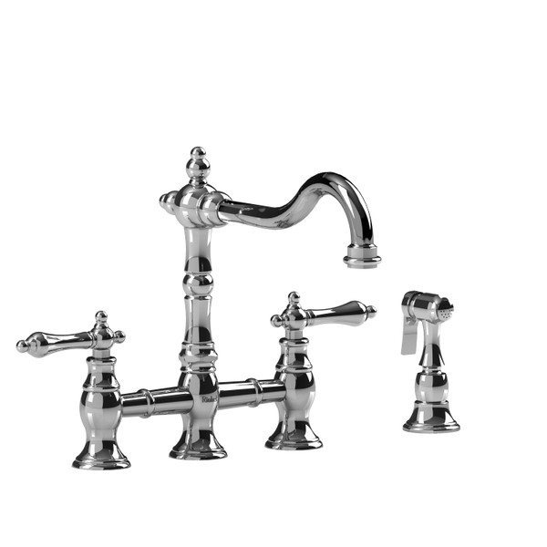 DISCONTINUED-Bridge Kitchen Faucet With Spray - Chrome | Model Number: BR400LC - Product Knockout