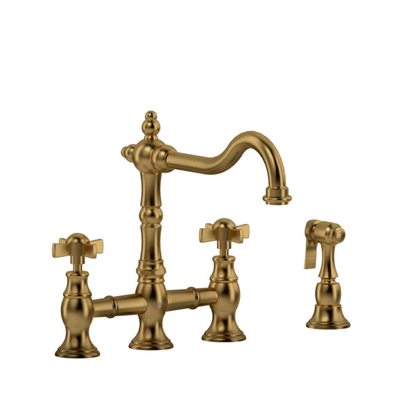 DISCONTINUED Bridge kitchen faucet With spray - Brushed Gold | Model Number: BR400XBG-15