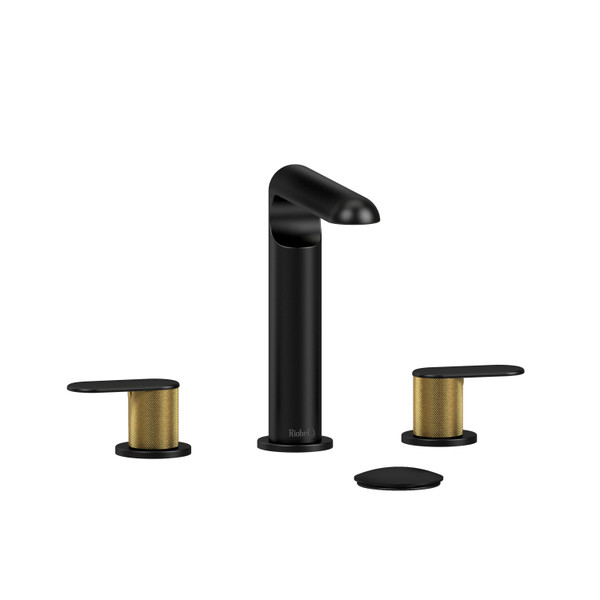 Ciclo 8 Inch Bathroom Faucet - Black and Brushed Gold with Knurled Lever Handles | Model Number: CI08KNBKBG-05 - Product Knockout