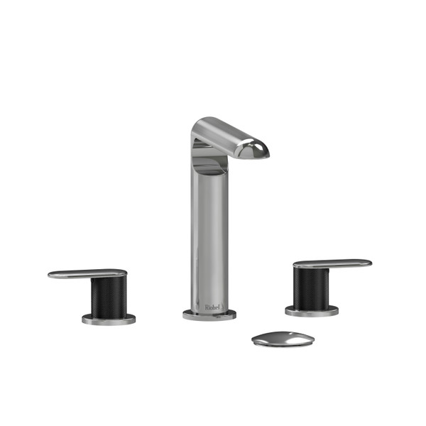 Ciclo 8 Inch Bathroom Faucet - Chrome and Black with Knurled Lever Handles | Model Number: CI08KNCBK-05 - Product Knockout