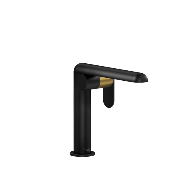 DISCONTINUED-Ciclo Single Hole Bathroom Faucet - Black and Brushed Gold with Knurled Lever Handles | Model Number: CIS00KNBKBG-10 - Product Knockout