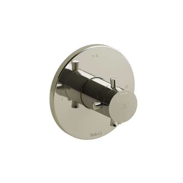 DISCONTINUÉ -Valve complète coaxiale type T/P (thermostatique/pression équilibrée) à 2 voies Edge - Nickel poli avec poignées en croix | Numéro de modèle: EDTM23+PN - Produit épuisé