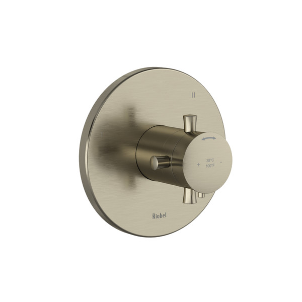 Extension de valve complète coaxiale en PEX (thermostatique/pression équilibrée) à 3 voies type T/P Edge - Nickel brossé avec poignées en croix  | Numéro de modèle: EDTM45+BN-EX - Produit épuisé