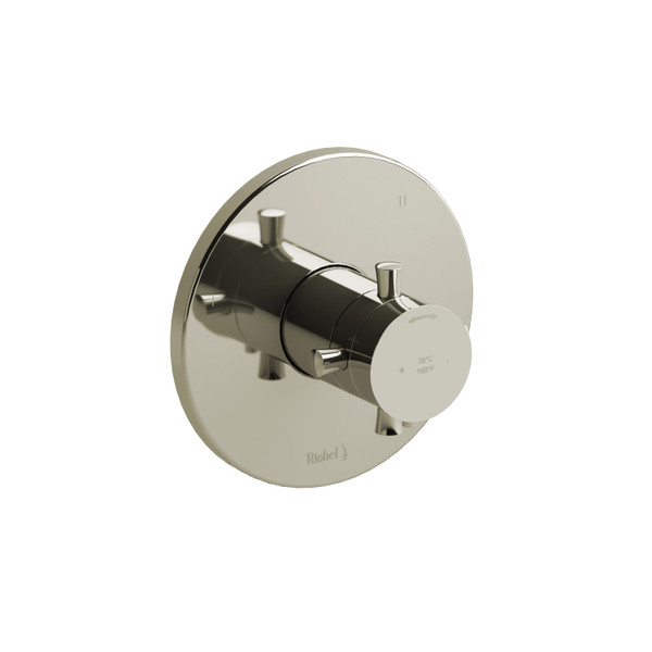 Valve complète coaxiale en PEX type T/P (thermostatique/pression équilibrée) à 3 voies Edge - Nickel poli avec poignées en croix  | Numéro de modèle: EDTM45+PN-SPEX - Produit épuisé