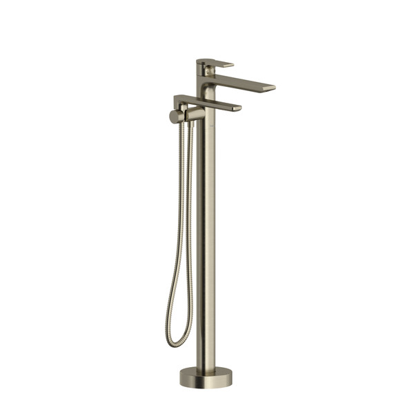 DISCONTINUED 2-way Type T (thermostatic) coaxial floor-mount tub filler With Handshower - Brushed Nickel | Model Number: FR39BN-EX