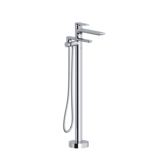 Fresk 2-Way Type T (Thermostatic) Coaxial Floor-Mount Tub Filler With Hand Shower - Chrome | Model Number: FR39C-SPEX - Product Knockout