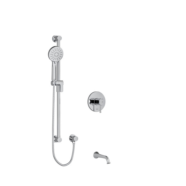 Edge 1/2 Inch 2-Way Type T/P (Thermostatic/Pressure Balance) Coaxial System With Spout And Hand Shower Rail - Chrome | Model Number: KIT1244EDTMC - Product Knockout