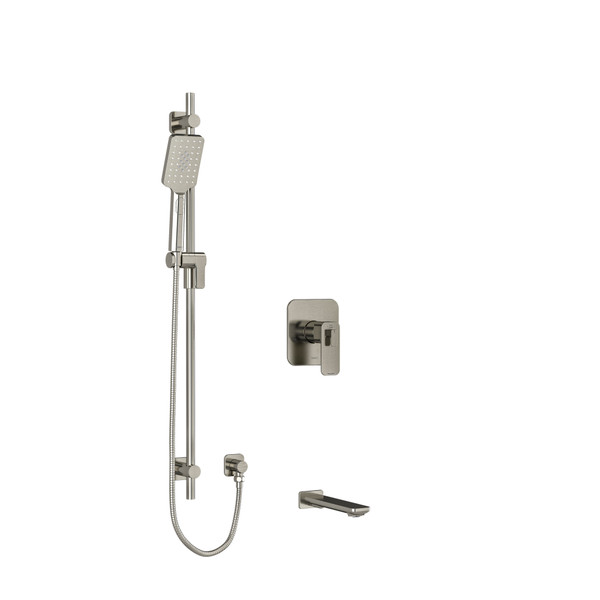 Equinox 1/2 Inch 2-Way Type T/P (Thermostatic/Pressure Balance) Coaxial System With Spout And Hand Shower Rail - Brushed Nickel | Model Number: KIT1244EQBN-EX - Product Knockout