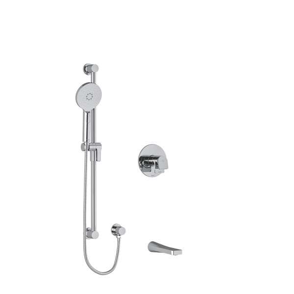 DISCONTINUED Ode 1/2 Inch 2-Way Type T/P (Thermostatic/Pressure Balance) Coaxial System With Spout And Hand Shower Rail - Chrome | Model Number: KIT1244ODC