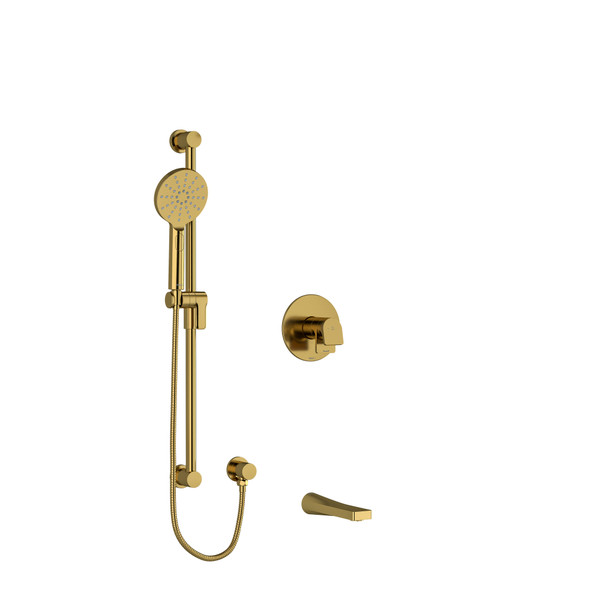 Ode 1/2 Inch 2-Way Type T/P (Thermostatic/Pressure Balance) Coaxial System With Spout And Hand Shower Rail - Brushed Gold | Model Number: KIT1244ODBG-EX - Product Knockout