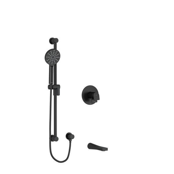 DISCONTINUED Ode 1/2 Inch 2-Way Type T/P (Thermostatic/Pressure Balance) Coaxial System With Spout And Hand Shower Rail - Black | Model Number: KIT1244ODBK-SPEX
