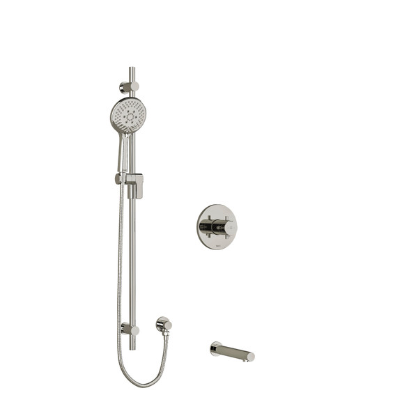 DISCONTINUED Pallace 1/2 Inch 2-Way Type T/P (Thermostatic/Pressure Balance) Coaxial System With Spout And Hand Shower Rail - Polished Nickel | Model Number: KIT1244PATM+PN-EX