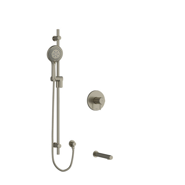 DISCONTINUED Pallace 1/2 Inch 2-Way Type T/P (Thermostatic/Pressure Balance) Coaxial System With Spout And Hand Shower Rail - Brushed Nickel | Model Number: KIT1244PATMBN-SPEX