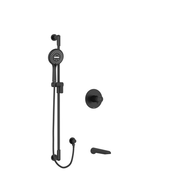 DISCONTINUED Parabola 1/2 Inch 2-Way Type T/P (Thermostatic/Pressure Balance) Coaxial System With Spout And Hand Shower Rail - Black | Model Number: KIT1244PBBK-EX