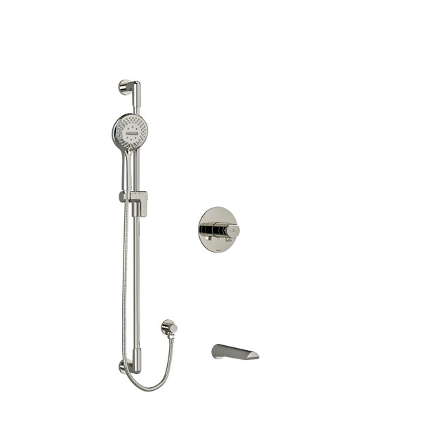 DISCONTINUED Parabola 1/2 Inch 2-Way Type T/P (Thermostatic/Pressure Balance) Coaxial System With Spout And Hand Shower Rail - Polished Nickel | Model Number: KIT1244PBPN-EX