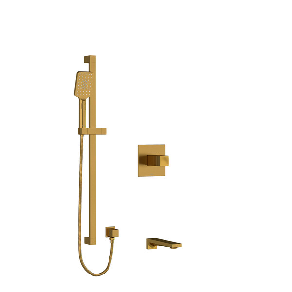 Reflet 1/2 Inch 2-Way Type T/P (Thermostatic/Pressure Balance) Coaxial System With Spout And Hand Shower Rail - Brushed Gold | Model Number: KIT1244RFBG-EX - Product Knockout