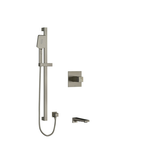 DISCONTINUED-Reflet 1/2 Inch 2-Way Type T/P (Thermostatic/Pressure Balance) Coaxial System With Spout And Hand Shower Rail - Brushed Nickel | Model Number: KIT1244RFBN-EX - Product Knockout