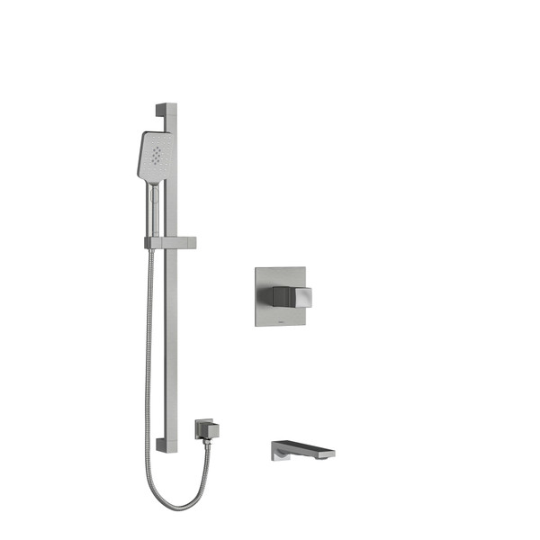 Reflet 1/2 Inch 2-Way Type T/P (Thermostatic/Pressure Balance) Coaxial System With Spout And Hand Shower Rail - Brushed Chrome | Model Number: KIT1244RFBC-SPEX - Product Knockout