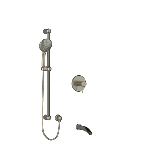 Retro 1/2 Inch 2-Way Type T/P (Thermostatic/Pressure Balance) Coaxial System With Spout And Hand Shower Rail - Brushed Nickel | Model Number: KIT1244RTBN - Product Knockout