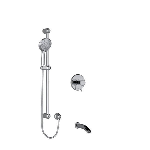 Retro 1/2 Inch 2-Way Type T/P (Thermostatic/Pressure Balance) Coaxial System With Spout And Hand Shower Rail - Chrome | Model Number: KIT1244RTC-SPEX - Product Knockout