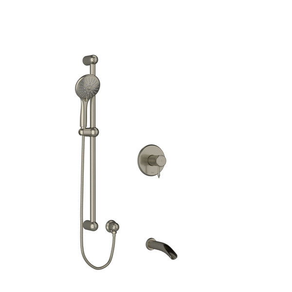 DISCONTINUED-Retro 1/2 Inch 2-Way Type T/P (Thermostatic/Pressure Balance) Coaxial System With Spout And Hand Shower Rail - Brushed Nickel | Model Number: KIT1244RTBN-SPEX - Product Knockout