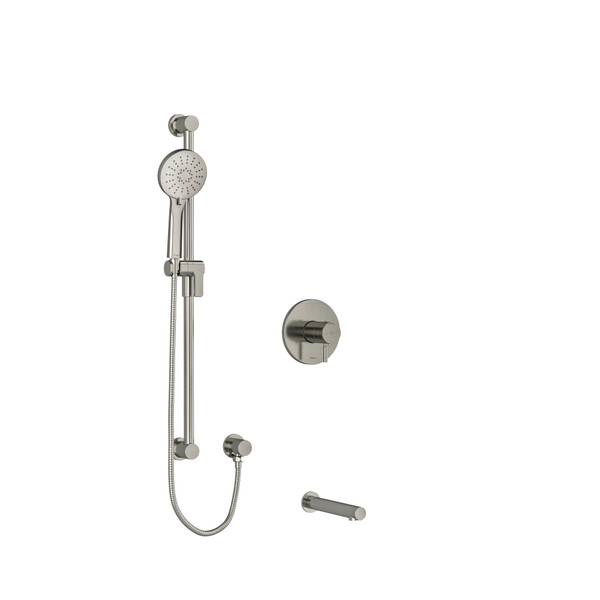 système coaxial avec bec et douchette sur rail (thermostatique/pression équilibrée) de 1/2 po à 2 voies type T/P Sylla - Nickel brossé  | Numéro de modèle: KIT1244SYTMBN-EX - Produit épuisé