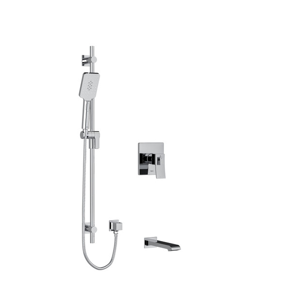 DISCONTINUED-Zendo 1/2 Inch 2-Way Type T/P (Thermostatic/Pressure Balance) Coaxial System With Spout And Hand Shower Rail - Chrome | Model Number: KIT1244ZOTQC-EX - Product Knockout