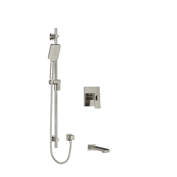 DISCONTINUED Zendo 1/2 Inch 2-Way Type T/P (Thermostatic/Pressure Balance) Coaxial System With Spout And Hand Shower Rail - Brushed Nickel | Model Number: KIT1244ZOTQBN-EX