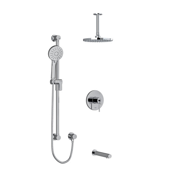 CS Type T/P (Thermostatic/Pressure Balance) 1/2 Inch Coaxial 3-Way System With Hand Shower Rail Shower Head And Spout - Chrome | Model Number: KIT1345CSTMC-6 - Product Knockout