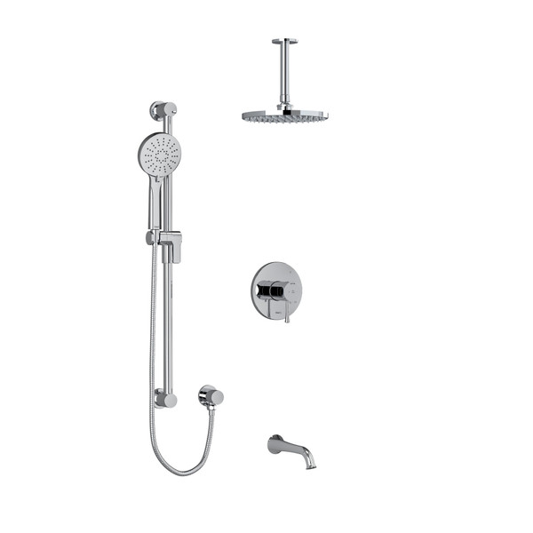 DISCONTINUED-Edge Type T/P (Thermostatic/Pressure Balance) 1/2 Inch Coaxial 3-Way System With Hand Shower Rail Shower Head And Spout - Chrome | Model Number: KIT1345EDTMC-6 - Product Knockout