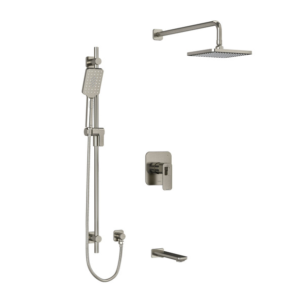 DISCONTINUÉ -Système coaxial à 3 voies Equinox avec douchette sur rail, tête de douche et bec 1/2 po type T/P (thermostatique/pression équilibrée) - Nickel brossé | Numéro de modèle: KIT1345EQBN-EX - Produit épuisé