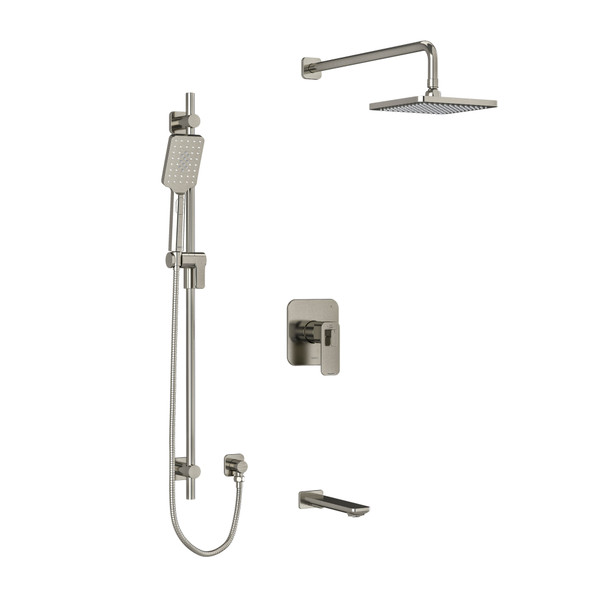 Equinox Type T/P (Thermostatic/Pressure Balance) 1/2 Inch Coaxial 3-Way System With Hand Shower Rail Shower Head And Spout - Brushed Nickel | Model Number: KIT1345EQBN-SPEX - Product Knockout