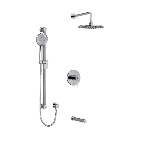 DISCONTINUÉ Système coaxial à 3 voies type T/P (thermostatique/pression équilibrée) avec douchette sur rail, tête de douche et bec 1/2 po Premium - Chrome | Numéro de modèle: KIT1345C-EX