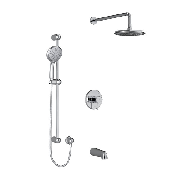 DISCONTINUÉ Système coaxial à 3 voies avec douchette sur rail, tête de douche et bec 1/2" type T/P (thermostatique/pression équilibrée) Georgian - Chrome | Numéro de modèle: KIT1345GNC-6