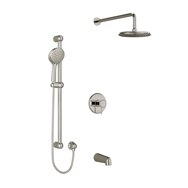 DISCONTINUED Georgian Type T/P (Thermostatic/Pressure Balance) 1/2 Inch Coaxial 3-Way System With Hand Shower Rail Shower Head And Spout - Polished Nickel | Model Number: KIT1345GNPN-SPEX