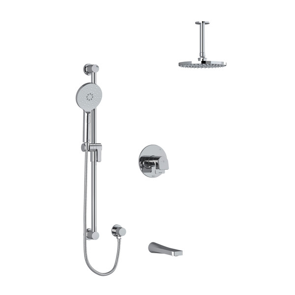 Ode Type T/P (Thermostatic/Pressure Balance) 1/2 Inch Coaxial 3-Way System With Hand Shower Rail Shower Head And Spout - Chrome | Model Number: KIT1345ODC-6-SPEX - Product Knockout