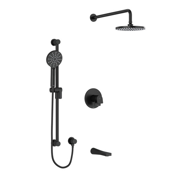 DISCONTINUED Ode Type T/P (Thermostatic/Pressure Balance) 1/2 Inch Coaxial 3-Way System With Hand Shower Rail Shower Head And Spout - Black | Model Number: KIT1345ODBK-EX