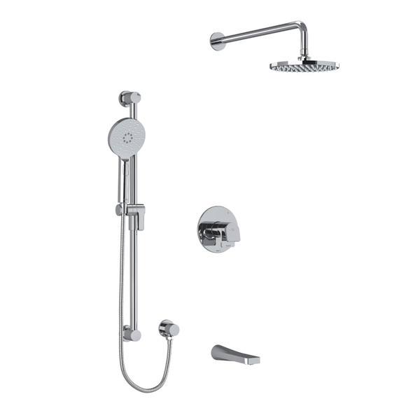 DISCONTINUED Ode Type T/P (Thermostatic/Pressure Balance) 1/2 Inch Coaxial 3-Way System With Hand Shower Rail Shower Head And Spout - Chrome | Model Number: KIT1345ODC-SPEX