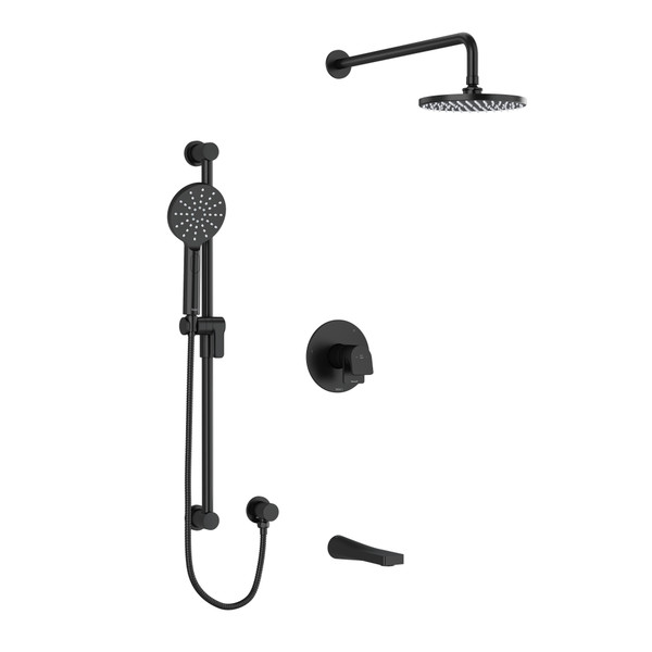 Ode Type T/P (Thermostatic/Pressure Balance) 1/2 Inch Coaxial 3-Way System With Hand Shower Rail Shower Head And Spout - Black | Model Number: KIT1345ODBK-SPEX - Product Knockout
